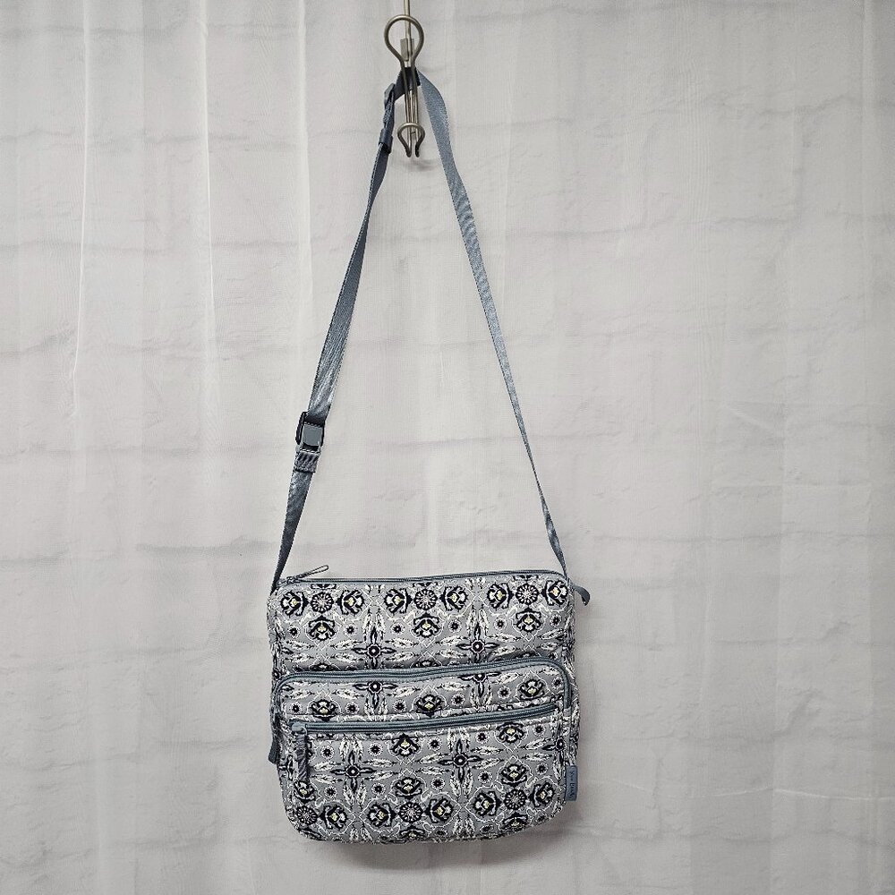 Vera Bradley Bag Plaza Hipster Crossbody Gray Feathers Boho Casual